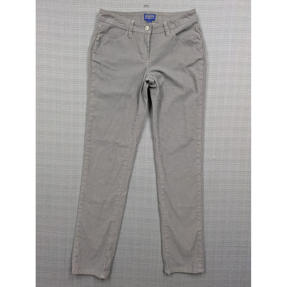Pendleton Pants Womens 4 Gray Corduroy Straight Leg Stretch Casual Pockets